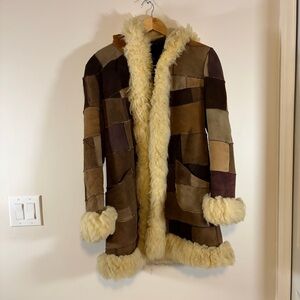 VTG Jukie Inc. House of Suede & Leather patchwork shearling Jacket Size Small
